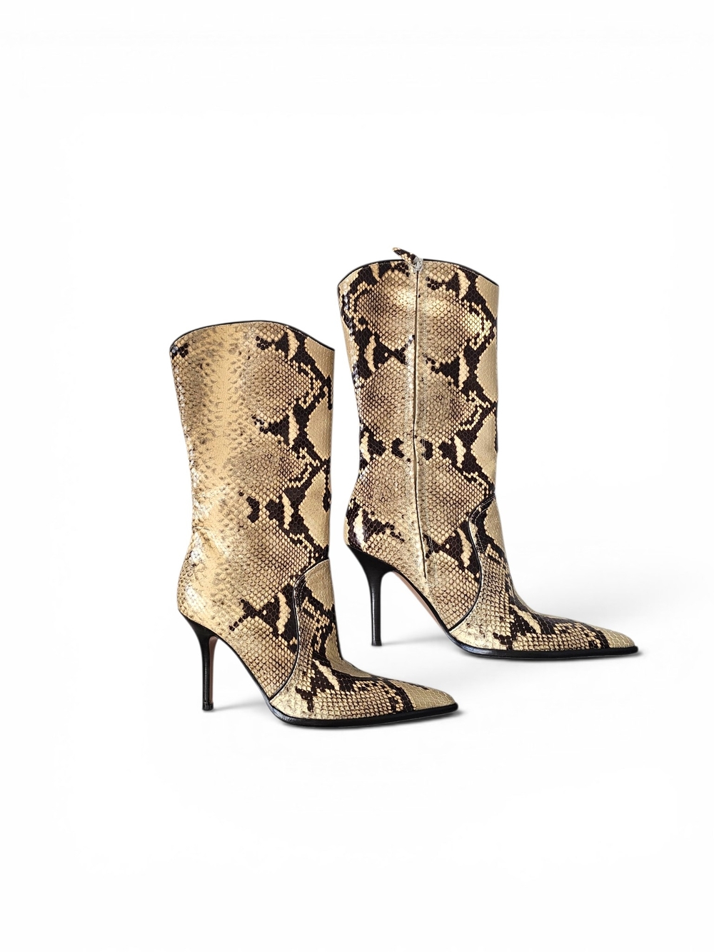 Paris Texas Ashley Snake Print Pointed Toe Stiletto Boots EU 38